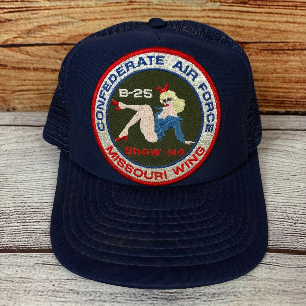 Vintage 1980s Confederate Air Force B-25 Patch Snapback Hat